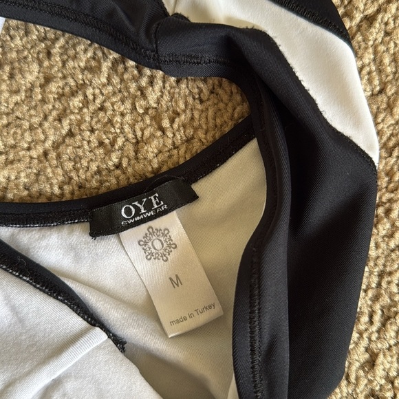 OYE Swimwear Rorschach Cut Out One Piece Swimsuit Black White - Picture 7 of 10